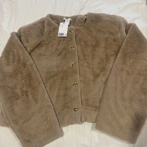 Faux Fur Button-Up Jacket